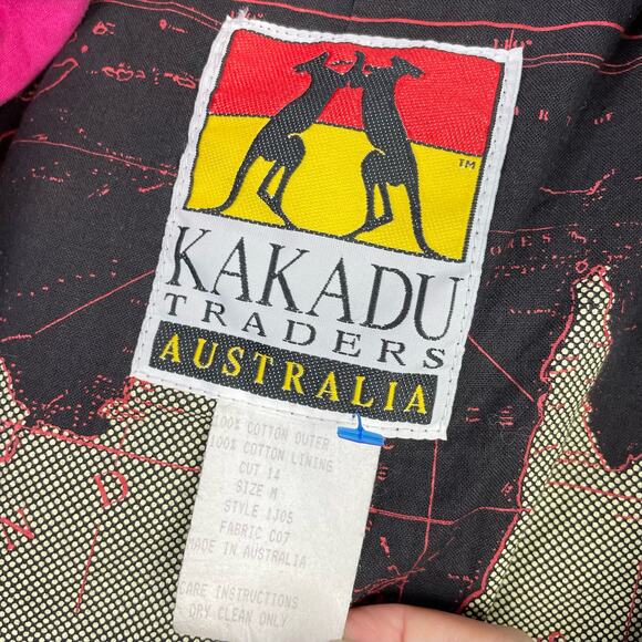 Vintage 80s Kakadu Traders Pink Outback Utility Workwear Distressed Jacket M - Picture 13 of 14